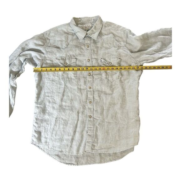 Ryan Michael Shirt Men’s XXL Western Pearl Snap Linen Chambray Blue Whipstitch - Picture 5 of 9